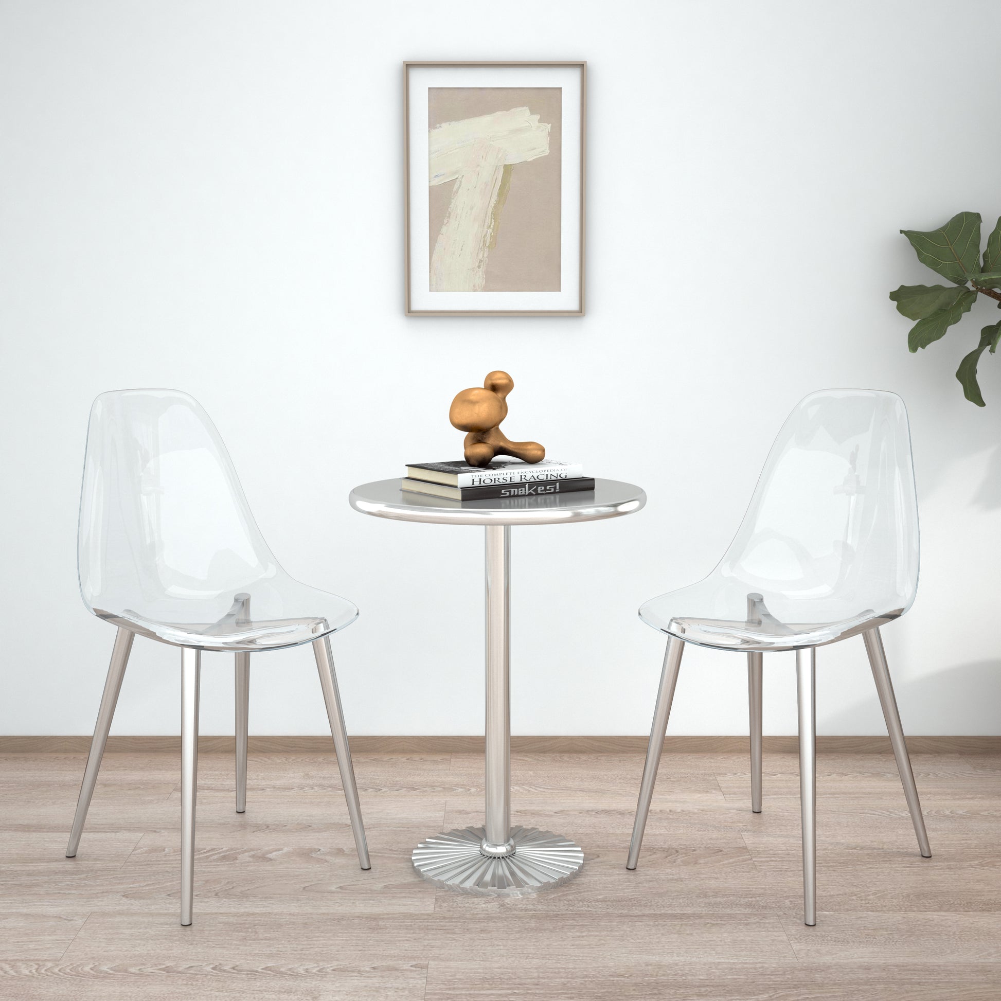 Modern simple transparent dining chair plastic chair armless crystal chair Nordic creative makeup stool negotiation chair Set of 4 and plating metal legW115164140,TW-1200 image 2