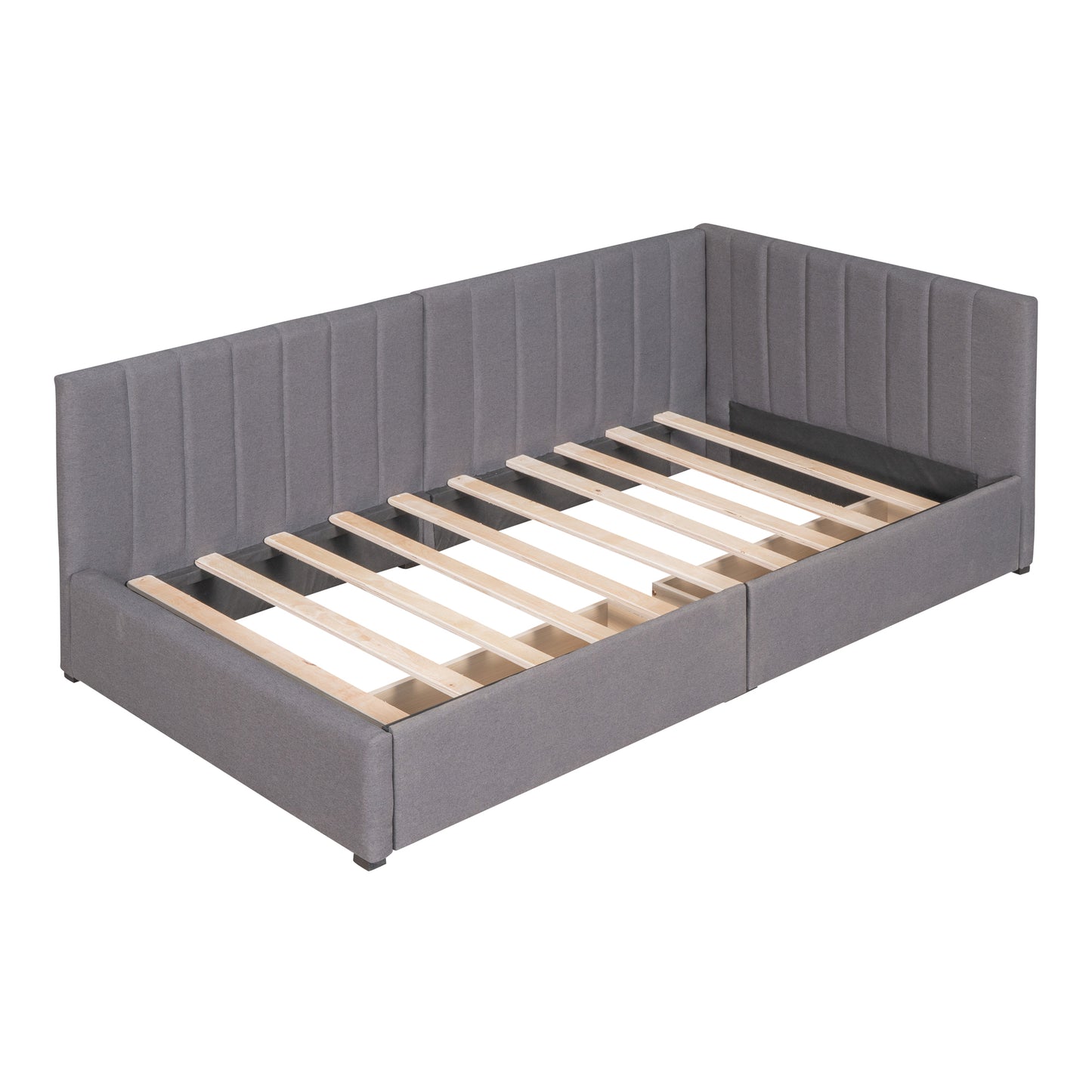 Upholstered Daybed with 2 Storage Drawers Twin Size Sofa Bed Frame No Box Spring Needed, Linen Fabric (Gray)(OLD SKU:WF299017AAE) image 8
