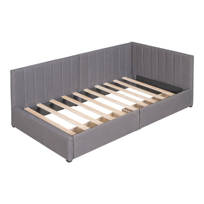 Upholstered Daybed with 2 Storage Drawers Twin Size Sofa Bed Frame No Box Spring Needed, Linen Fabric (Gray)(OLD SKU:WF299017AAE) image 8