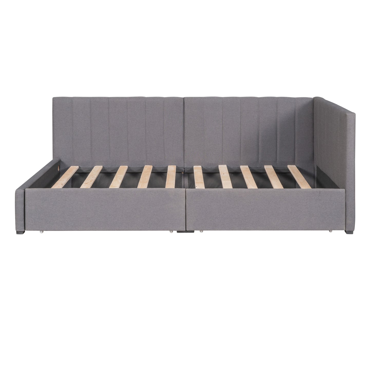 Upholstered Daybed with 2 Storage Drawers Twin Size Sofa Bed Frame No Box Spring Needed, Linen Fabric (Gray)(OLD SKU:WF299017AAE) image 5