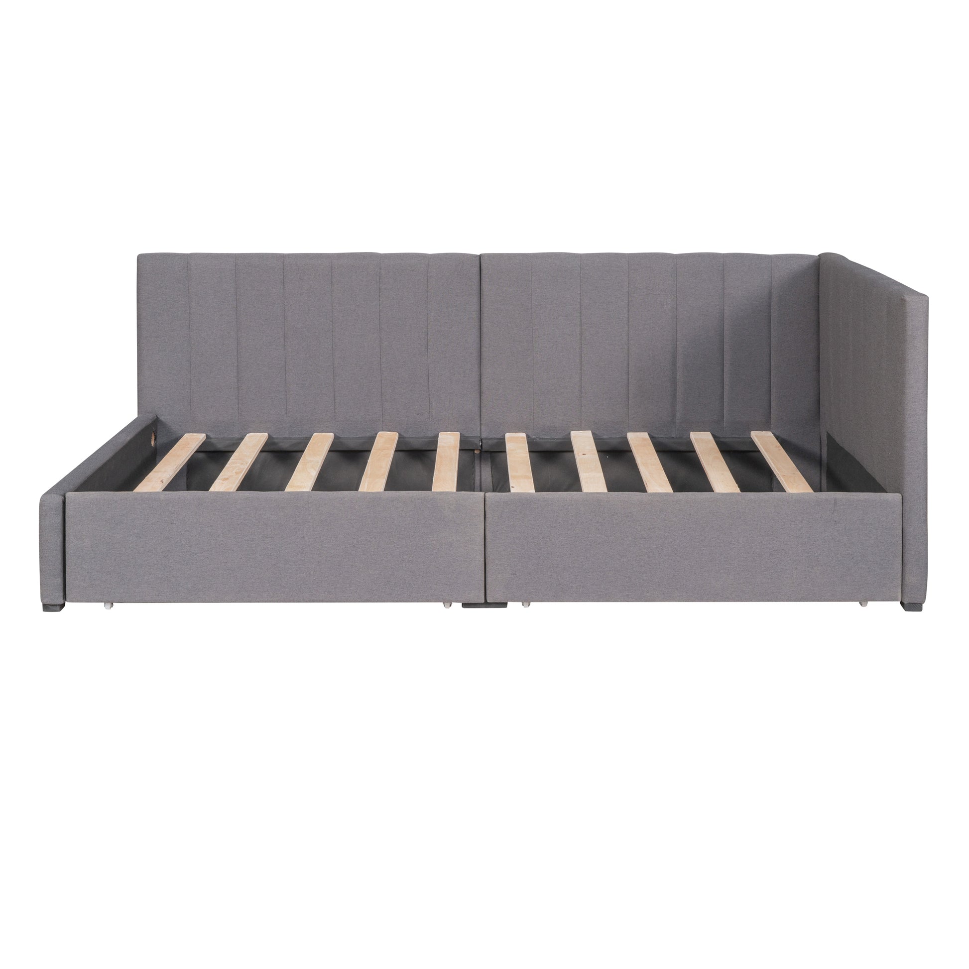 Upholstered Daybed with 2 Storage Drawers Twin Size Sofa Bed Frame No Box Spring Needed, Linen Fabric (Gray)(OLD SKU:WF299017AAE) image 5