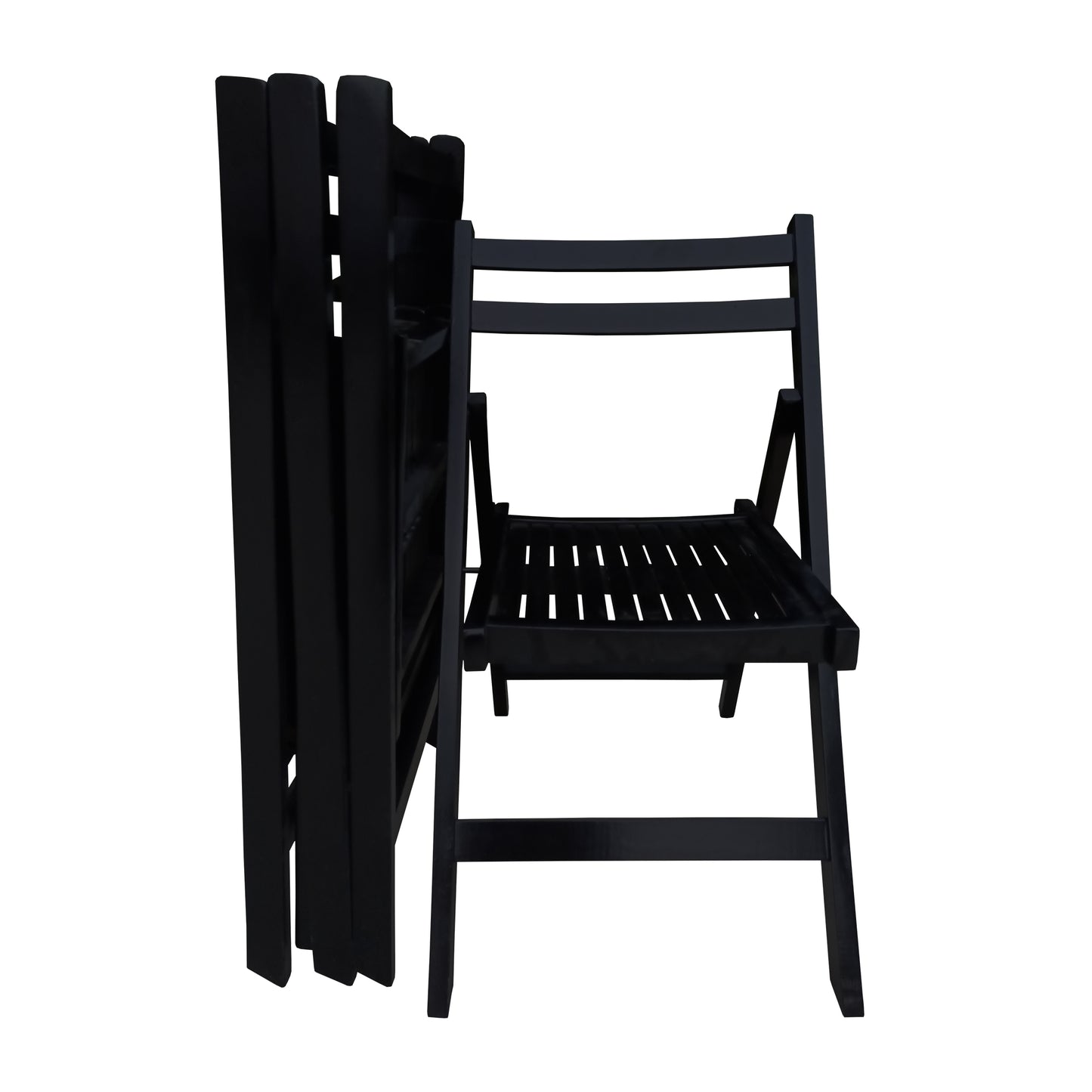 Furniture Slatted Wood Folding Special Event Chair - black, Set of 4, FOLDING CHAIR, FOLDABLE STYLE image 7