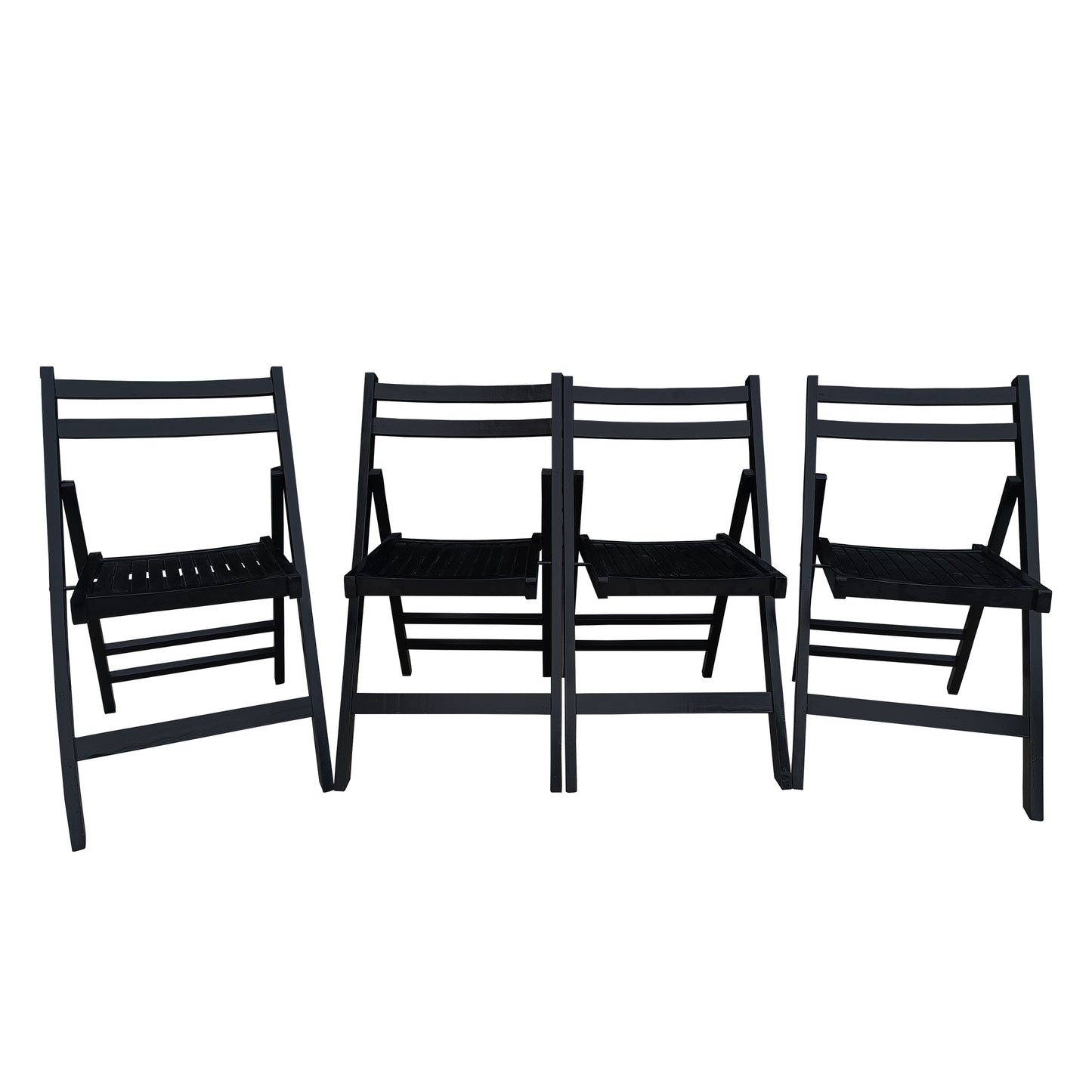 Furniture Slatted Wood Folding Special Event Chair - black, Set of 4, FOLDING CHAIR, FOLDABLE STYLE image 2