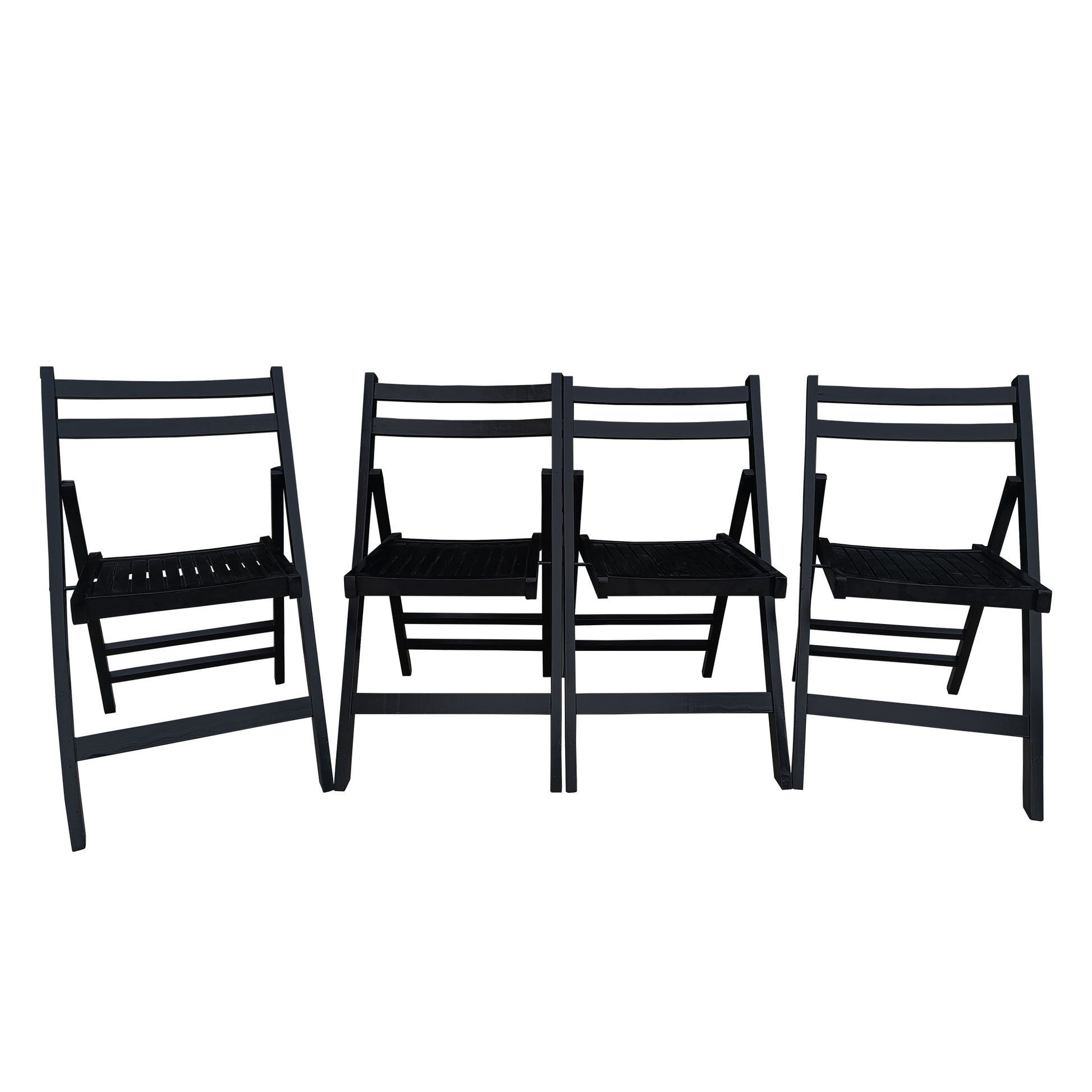 Furniture Slatted Wood Folding Special Event Chair - black, Set of 4, FOLDING CHAIR, FOLDABLE STYLE image 2