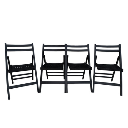Furniture Slatted Wood Folding Special Event Chair - black, Set of 4, FOLDING CHAIR, FOLDABLE STYLE image 2