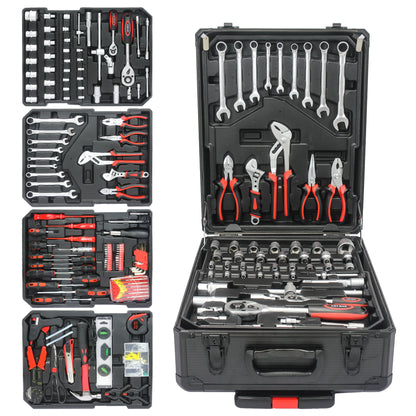 899pcs Home Repair Tool Set Kit, Toolbox Storage Case with 4 Drawers, General Household Tool Kit with Rolling Tool Box, Tool Set Kit for Maintenance, Garden, Homeowner, Handyman -Black image 1