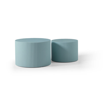 MDF Nesting Table Set of 2,Handcraft Round Coffee Table for Living Room/Leisure Area, Blue image 1