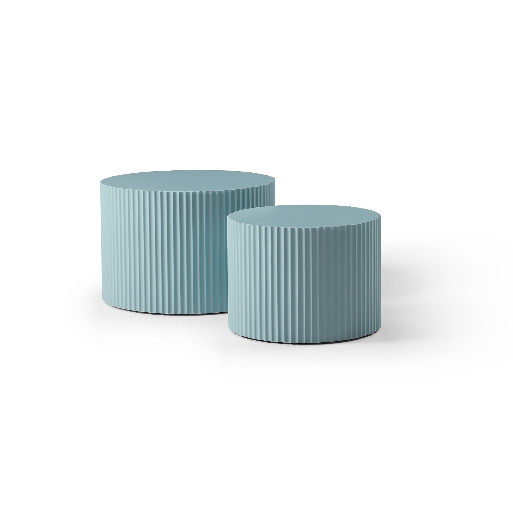 MDF Nesting Table Set of 2,Handcraft Round Coffee Table for Living Room/Leisure Area, Blue image 3