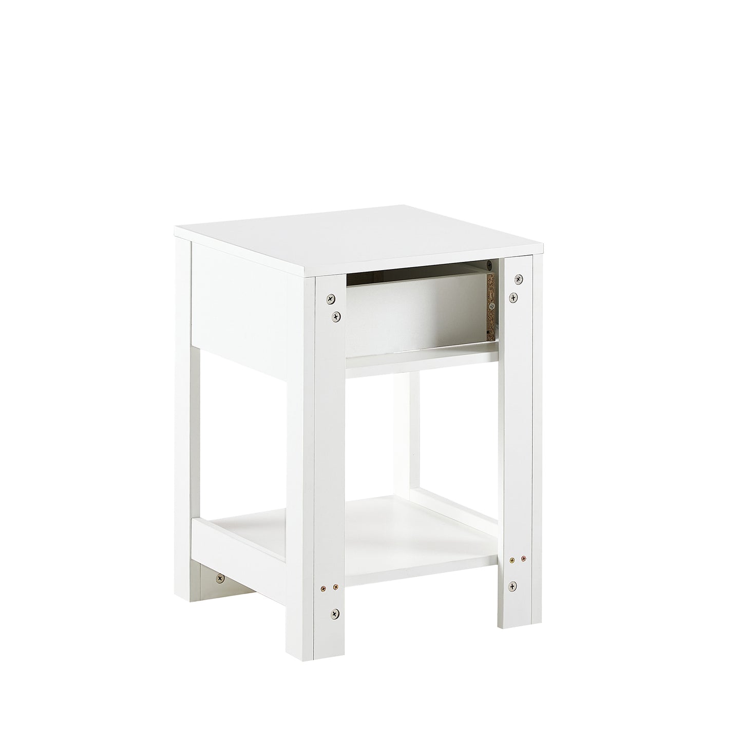 15.75" Rattan End table with drawer, Modern nightstand, side table for living room, bedroom,white image 10