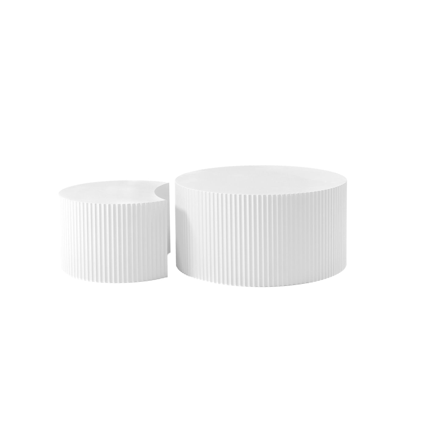 White Nesting table set of 2, Handcraft Relief MDF Coffee Table for Living Room/Office/Leisure Area(Same Sku:W876P271185) image 3