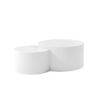 White Nesting table set of 2, Handcraft Relief MDF Coffee Table for Living Room/Office/Leisure Area(Same Sku:W876P271185) image 1