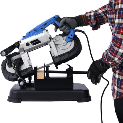 High-Performance Portable Band Saw with Removable Steel Base, 45°-90° Cutting, 10A 1100W Motor, 5-inch Depth Cut, image 6