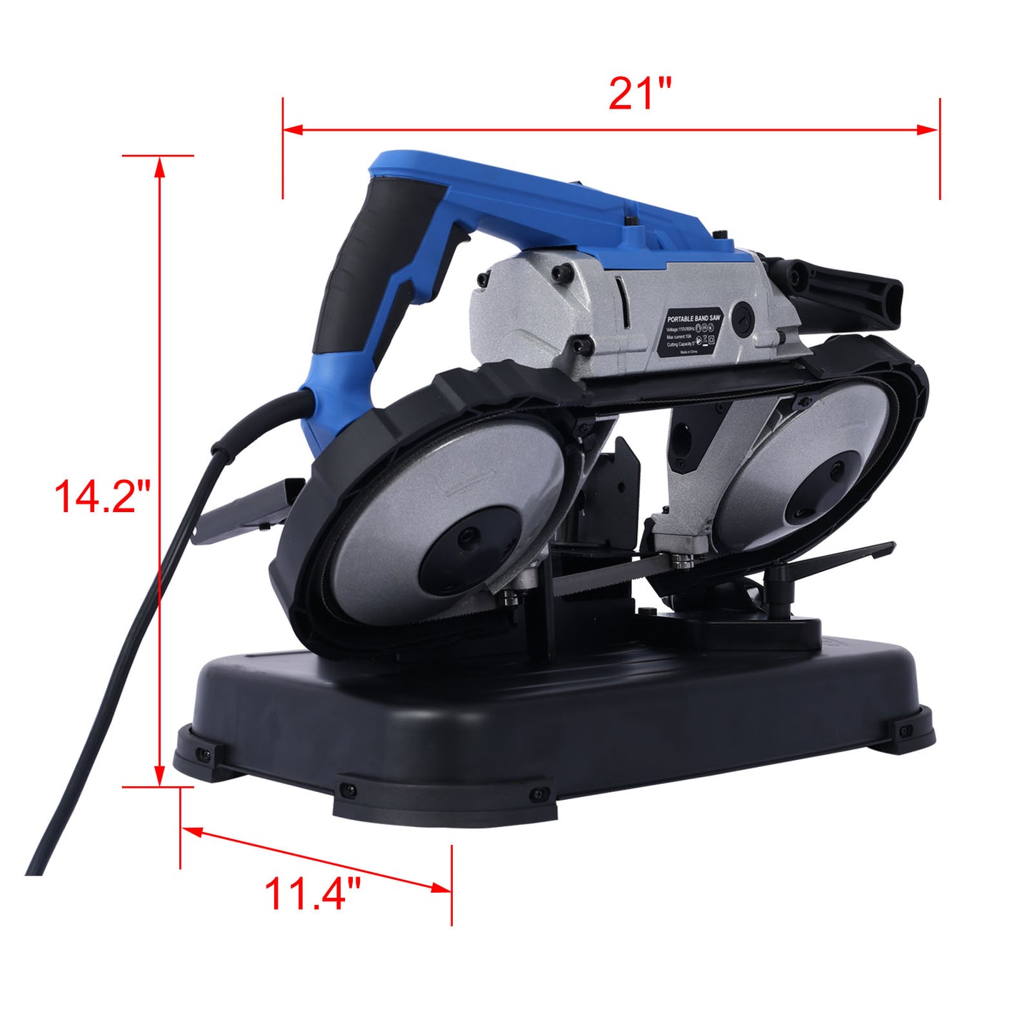 High-Performance Portable Band Saw with Removable Steel Base, 45°-90° Cutting, 10A 1100W Motor, 5-inch Depth Cut, image 5