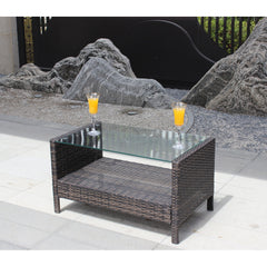 Outdoor patio Furniture  Coffee Table with clear tempered glass