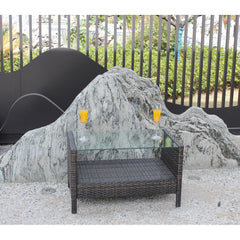 Outdoor patio Furniture  Coffee Table with clear tempered glass