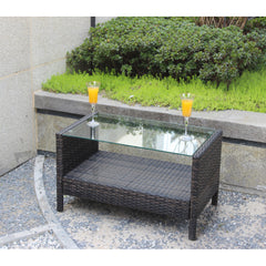 Outdoor patio Furniture  Coffee Table with clear tempered glass