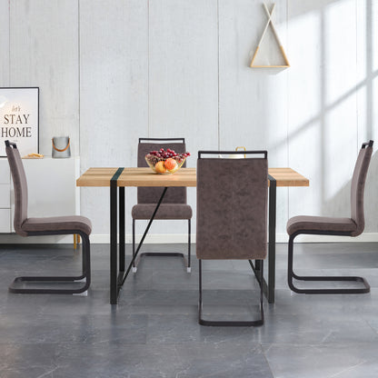 Rustic Industrial Rectangular Wood Dining Table For 4-6 Person, With 1.5" Thick Engineered Wood color Tabletop and Black Metal Legs,Desk For Kitchen Dining Living Room, 55.1" x 31.4"x 29.9"1529W115172 image 12