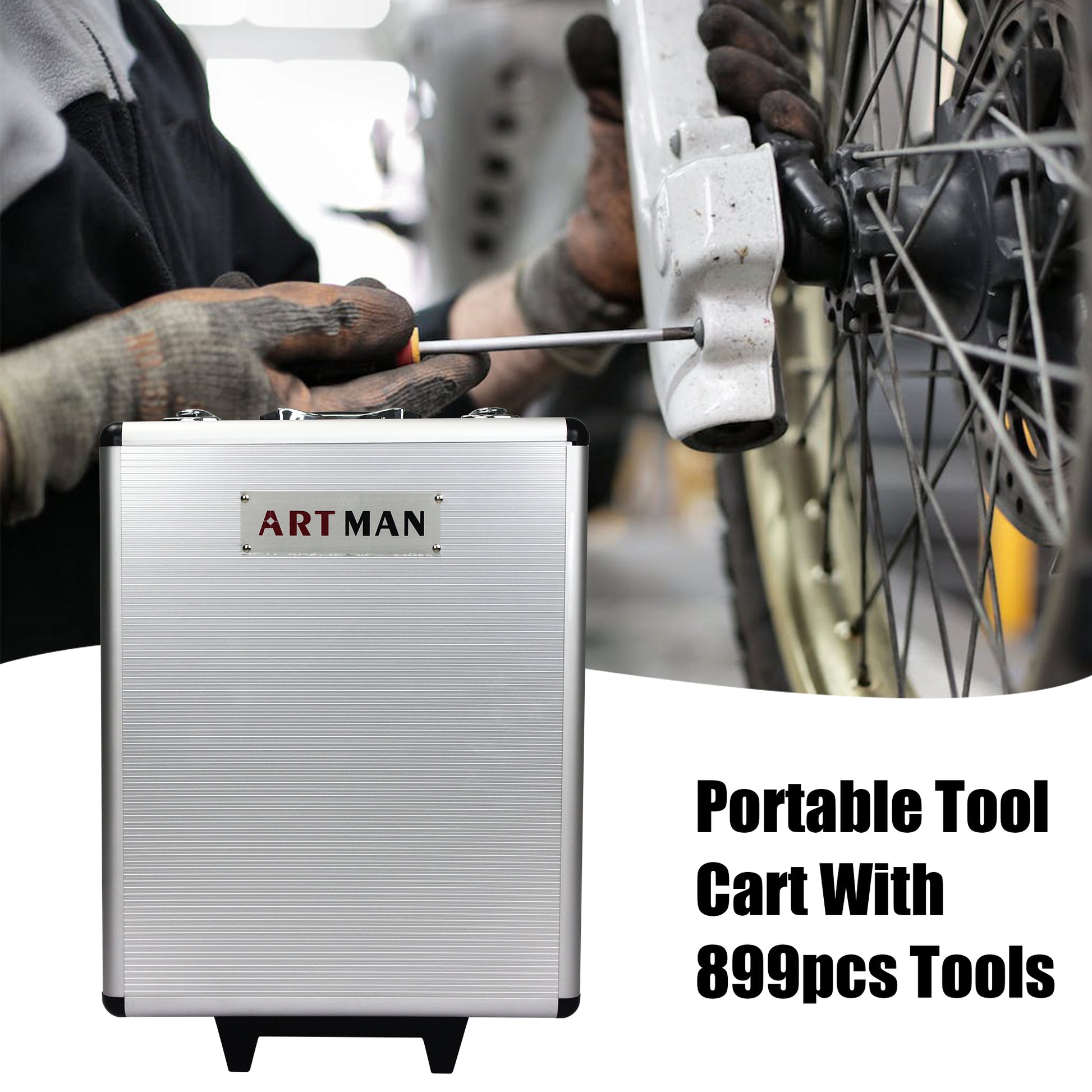 899pcs Home Repair Tool Set Kit, Toolbox Storage Case with 4 Drawers, General Household Tool Kit with Rolling Tool Box, Tool Set Kit for Maintenance, Garden, Homeowner, Handyman -Silver image 6