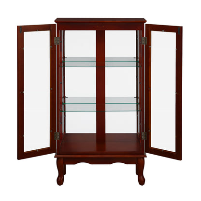 Curio Cabinet Lighted Curio Diapaly Cabinet with Adjustable Shelves and Mirrored Back Panel, Tempered Glass Doors (Cherry, 3 Tier), (E26 light bulb not included) image 10