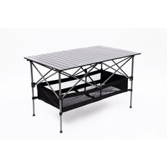 1-piece Folding Outdoor Table with Carrying Bag,Lightweight Aluminum Roll-up Rectangular Table for indoor, Outdoor Camping, Picnics,Beach,Backyard, BBQ, Party, Patio, 46.46X27.56X27.56in ,Black