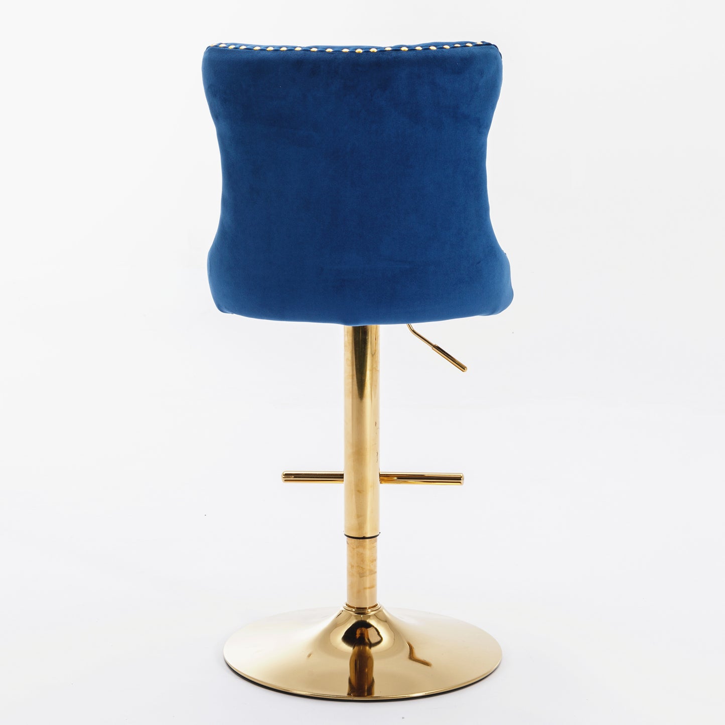 A&A Furniture,Golden Swivel Velvet Barstools Adjusatble Seat Height from 25-33 Inch, Modern Upholstered Bar Stools with Backs Comfortable Tufted for Home Pub and Kitchen Island,Blue,Set of 2 image 6