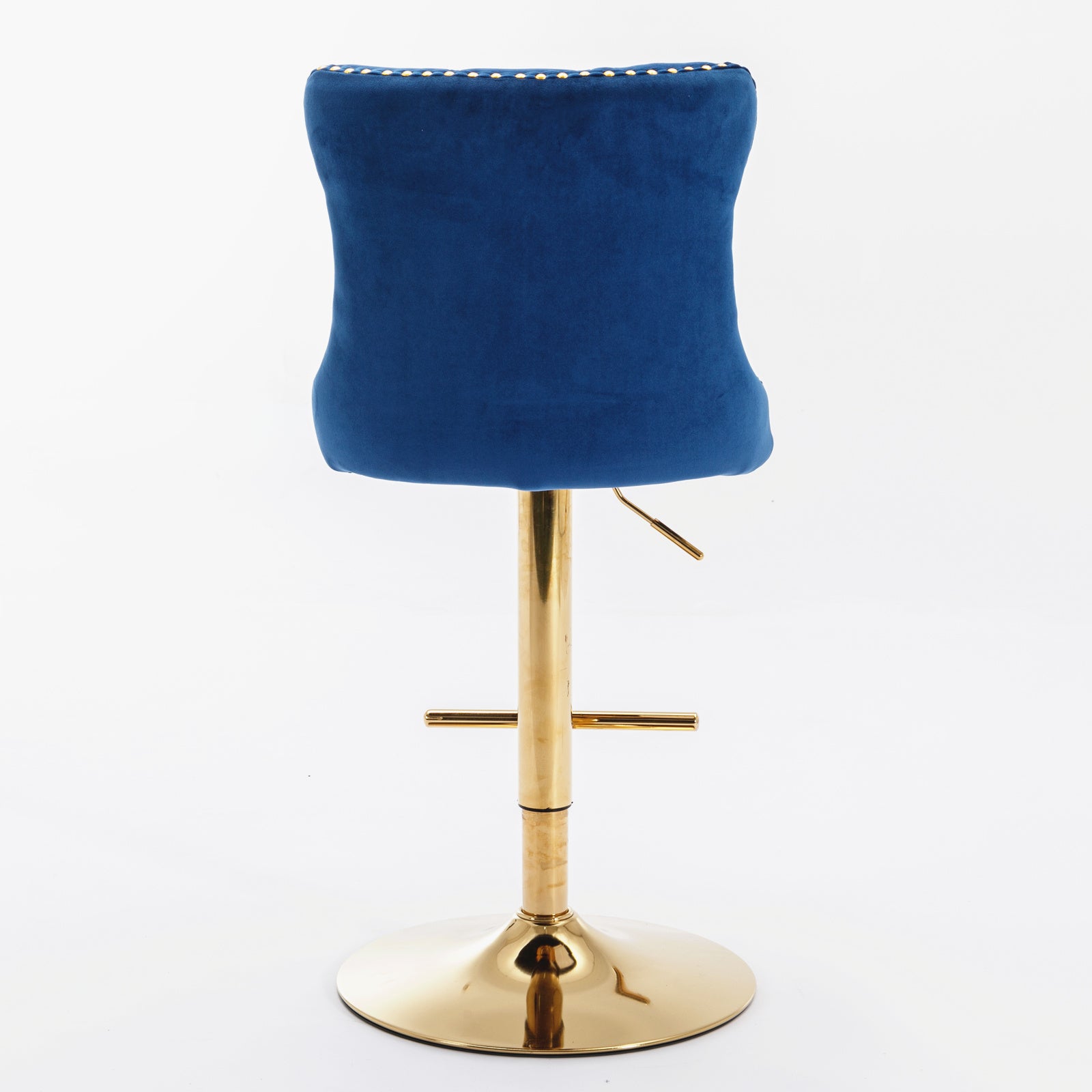 A&A Furniture,Golden Swivel Velvet Barstools Adjusatble Seat Height from 25-33 Inch, Modern Upholstered Bar Stools with Backs Comfortable Tufted for Home Pub and Kitchen Island,Blue,Set of 2 image 6
