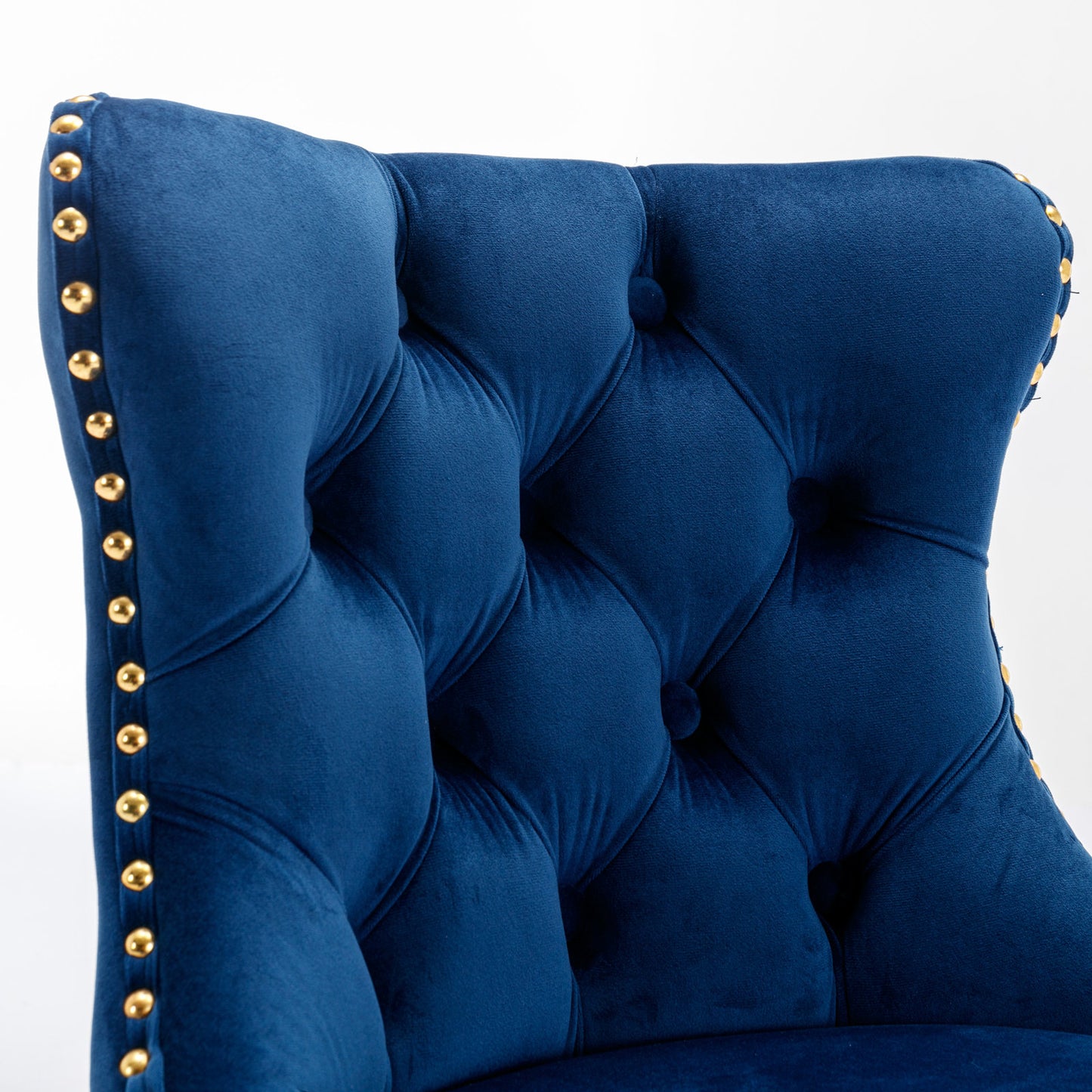 A&A Furniture,Golden Swivel Velvet Barstools Adjusatble Seat Height from 25-33 Inch, Modern Upholstered Bar Stools with Backs Comfortable Tufted for Home Pub and Kitchen Island,Blue,Set of 2 image 7