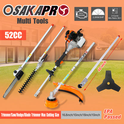 10 in 1 Multi-Functional Trimming Tool, 52CC 2-Cycle Garden Tool System with Gas Pole Saw, Hedge Trimmer, Grass Trimmer, and Brush Cutter EPA Compliant image 2