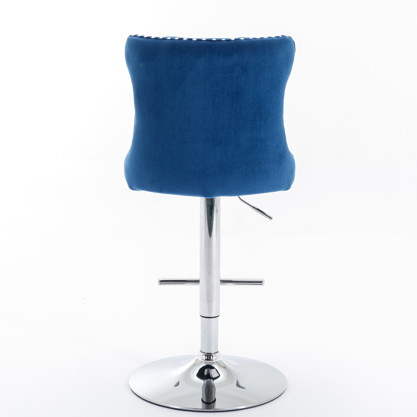 A&A Furniture,Swivel Velvet Barstools Adjusatble Seat Height from 25-33 Inch, Modern Upholstered Chrome base Bar Stools with Backs Comfortable Tufted for Home Pub and Kitchen Island（Blue,Set of 2） image 6