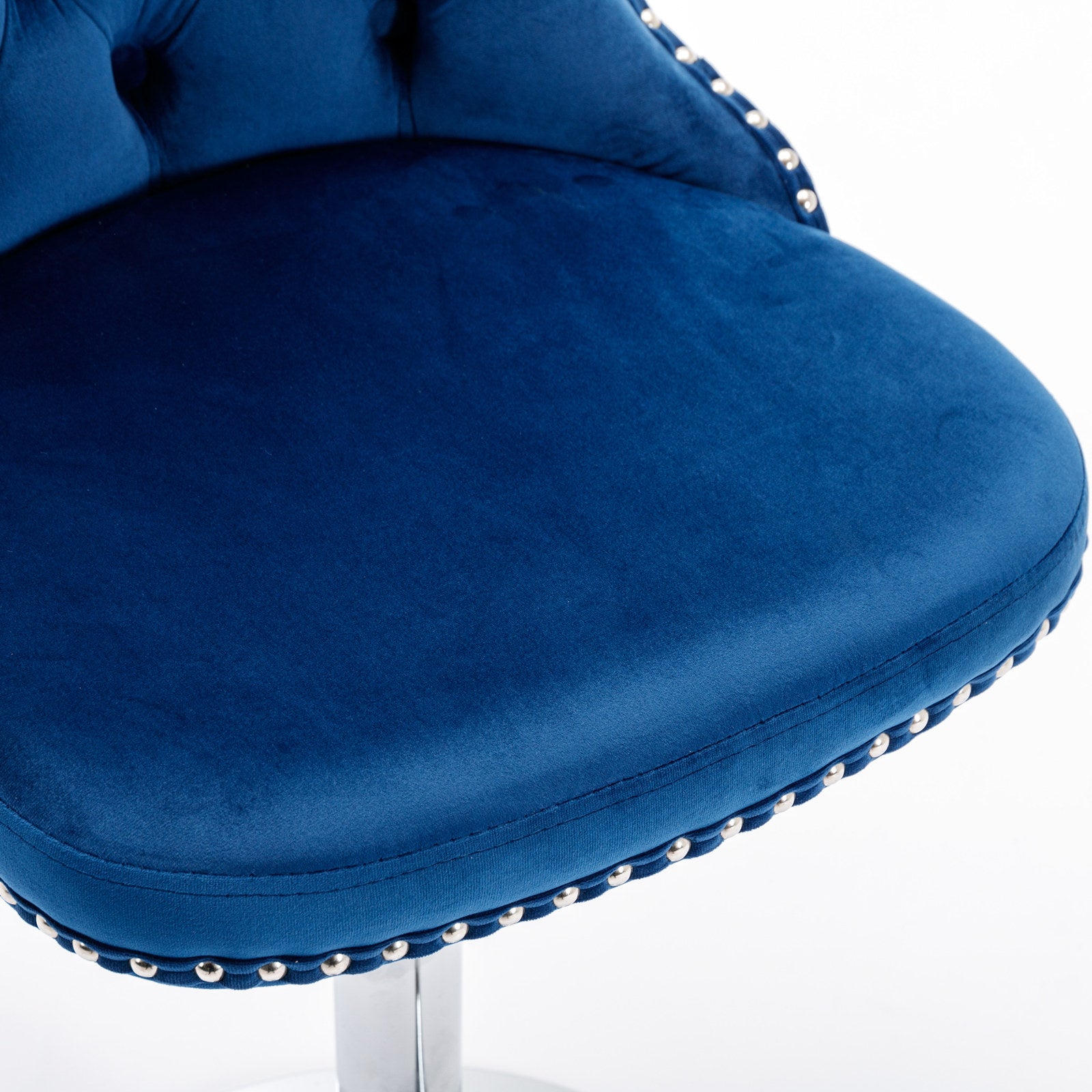A&A Furniture,Swivel Velvet Barstools Adjusatble Seat Height from 25-33 Inch, Modern Upholstered Chrome base Bar Stools with Backs Comfortable Tufted for Home Pub and Kitchen Island（Blue,Set of 2） image 11
