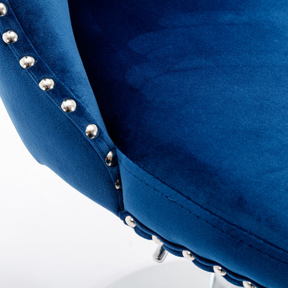 A&A Furniture,Swivel Velvet Barstools Adjusatble Seat Height from 25-33 Inch, Modern Upholstered Chrome base Bar Stools with Backs Comfortable Tufted for Home Pub and Kitchen Island（Blue,Set of 2） image 10