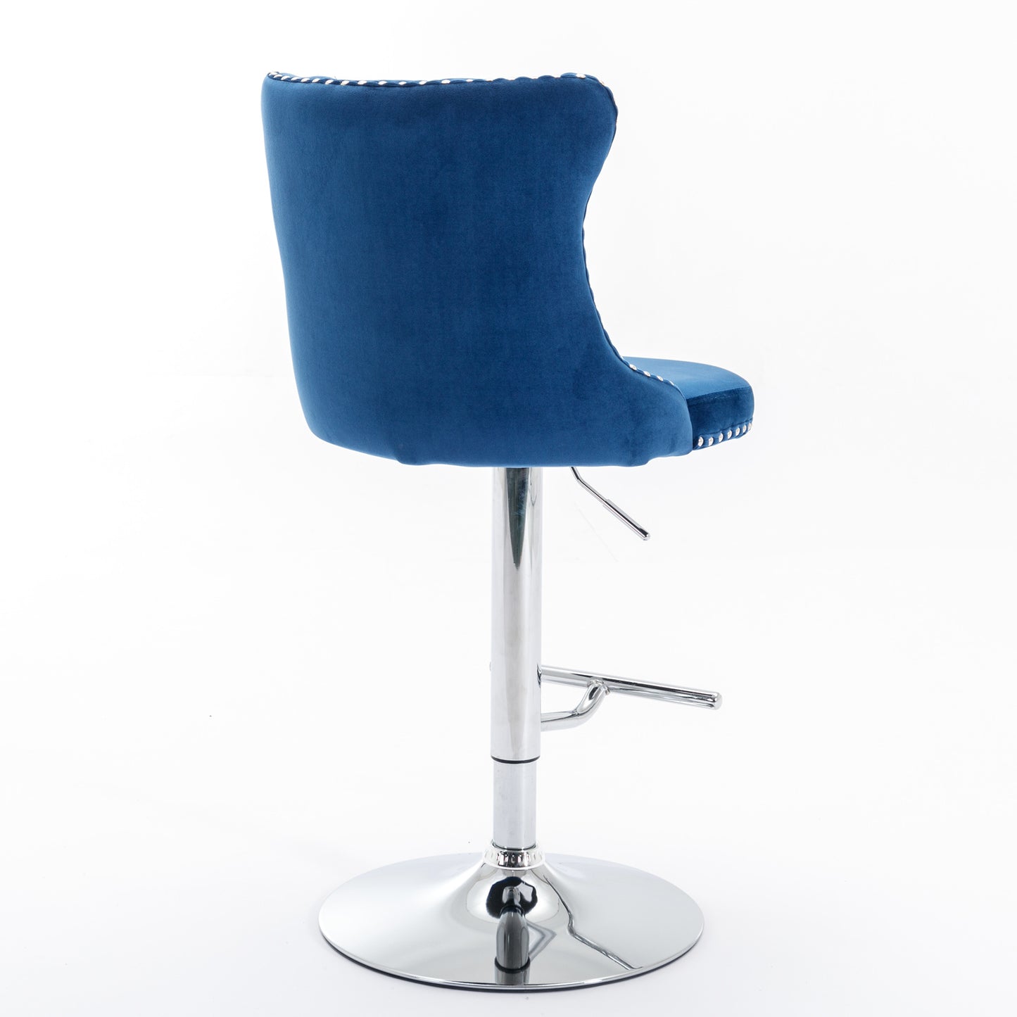 A&A Furniture,Swivel Velvet Barstools Adjusatble Seat Height from 25-33 Inch, Modern Upholstered Chrome base Bar Stools with Backs Comfortable Tufted for Home Pub and Kitchen Island（Blue,Set of 2） image 5