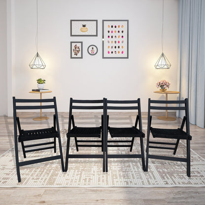 Furniture Slatted Wood Folding Special Event Chair - black, Set of 4, FOLDING CHAIR, FOLDABLE STYLE image 1