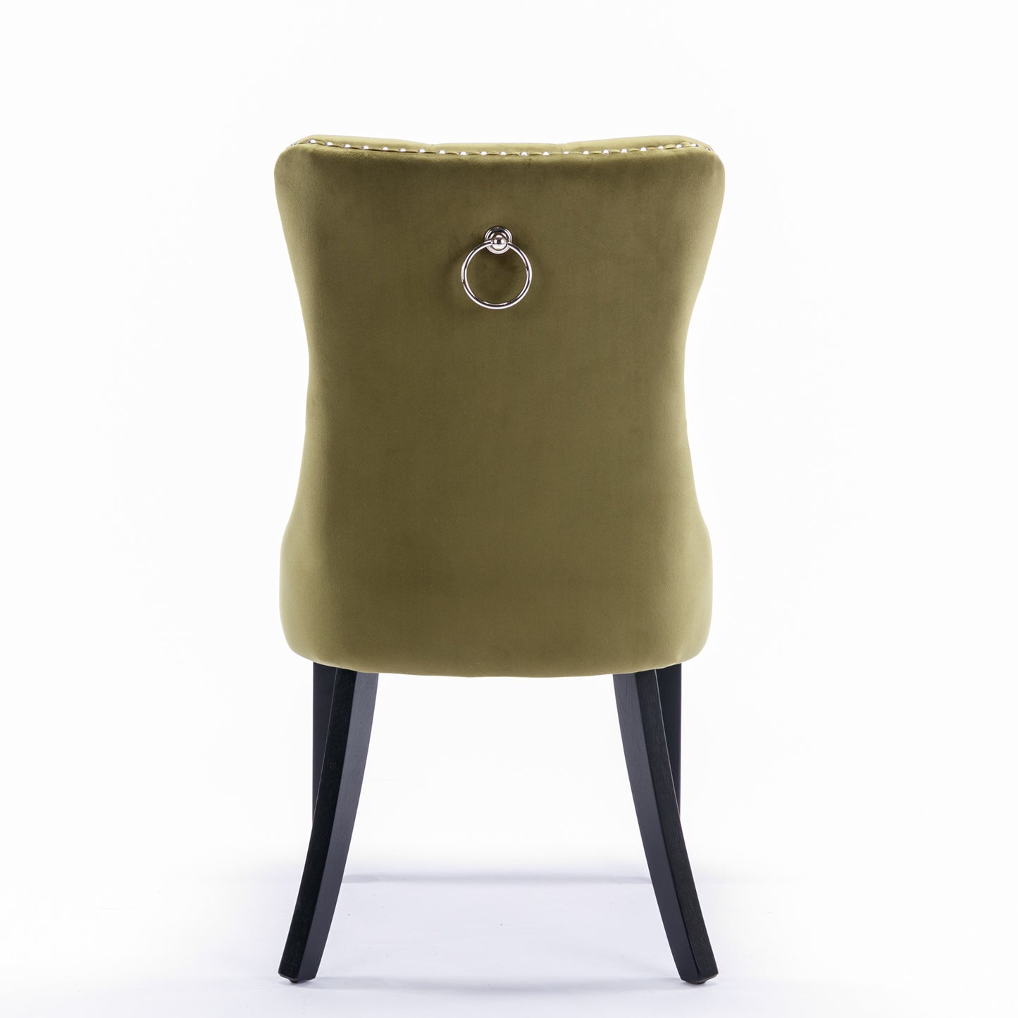 Nikki Collection Modern, High-end Tufted Solid Wood Contemporary Velvet Upholstered Dining Chair with Wood Legs Nailhead Trim 2-Pcs Set,Olive-Green,SW2001OL image 6