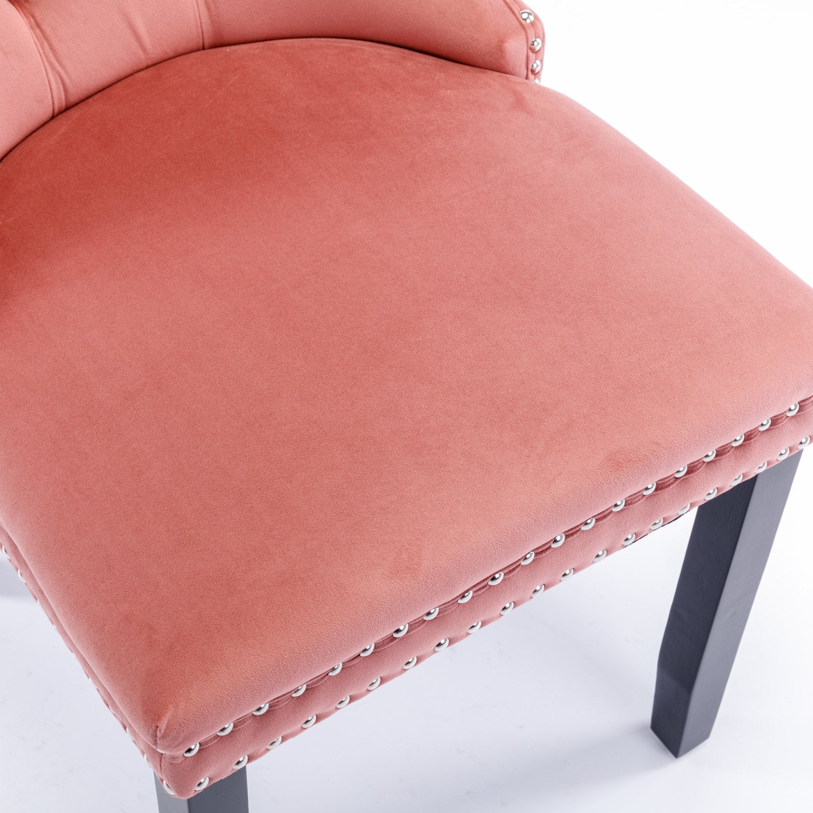 Nikki Collection Modern, High-end Tufted Solid Wood Contemporary Velvet Upholstered Dining Chair with Wood Legs Nailhead Trim 2-Pcs Set,Pink, SW2001PK image 11