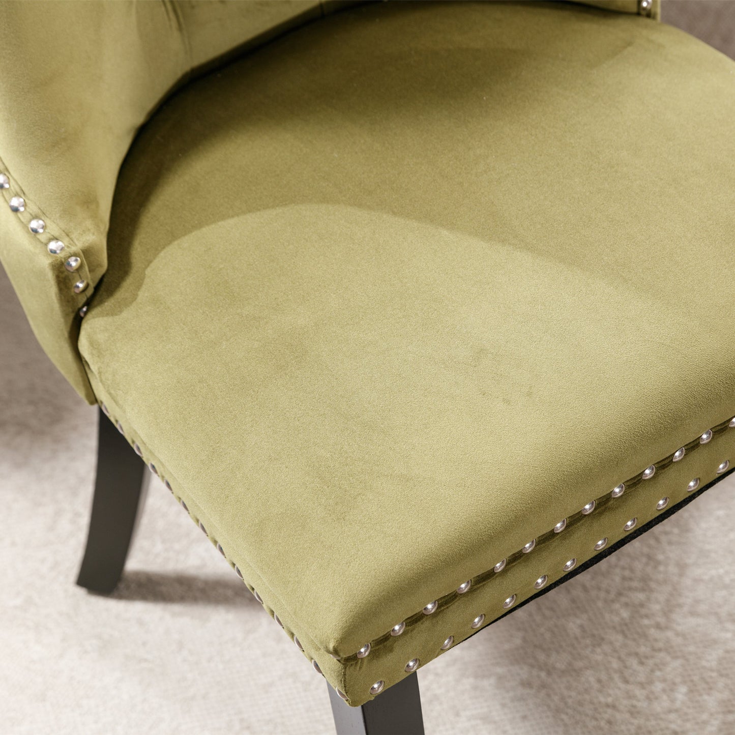 Nikki Collection Modern, High-end Tufted Solid Wood Contemporary Velvet Upholstered Dining Chair with Wood Legs Nailhead Trim 2-Pcs Set,Olive-Green,SW2001OL image 11