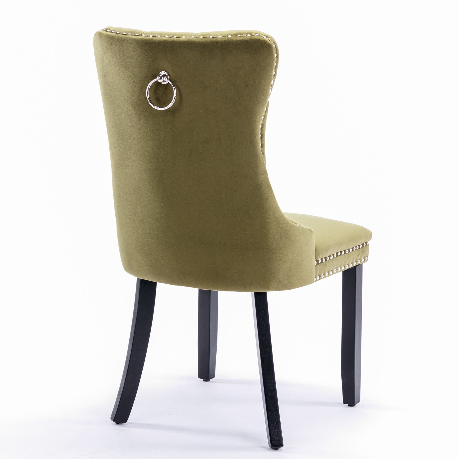 Nikki Collection Modern, High-end Tufted Solid Wood Contemporary Velvet Upholstered Dining Chair with Wood Legs Nailhead Trim 2-Pcs Set,Olive-Green,SW2001OL image 5