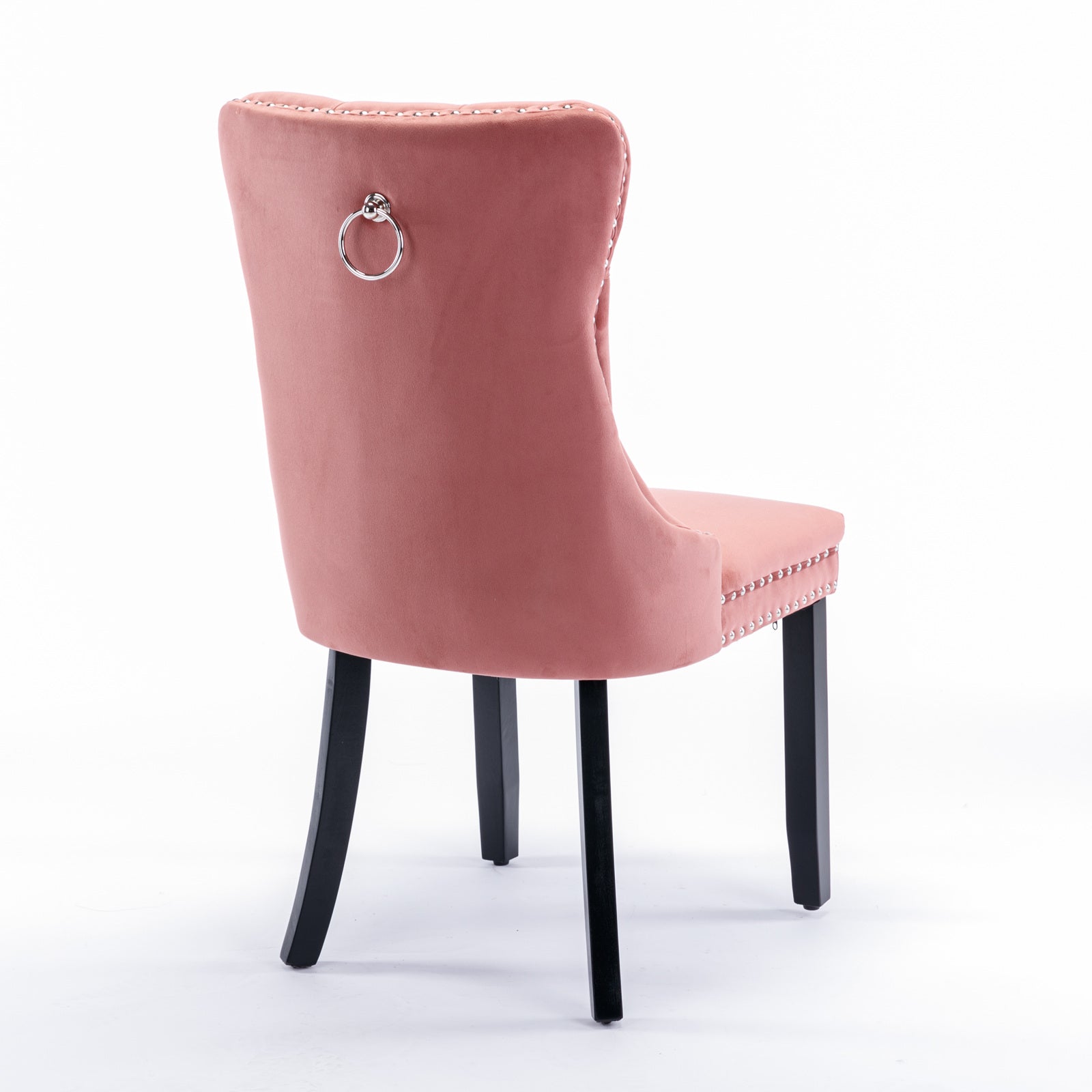 Nikki Collection Modern, High-end Tufted Solid Wood Contemporary Velvet Upholstered Dining Chair with Wood Legs Nailhead Trim 2-Pcs Set,Pink, SW2001PK image 5
