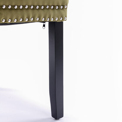 Nikki Collection Modern, High-end Tufted Solid Wood Contemporary Velvet Upholstered Dining Chair with Wood Legs Nailhead Trim 2-Pcs Set,Olive-Green,SW2001OL image 12