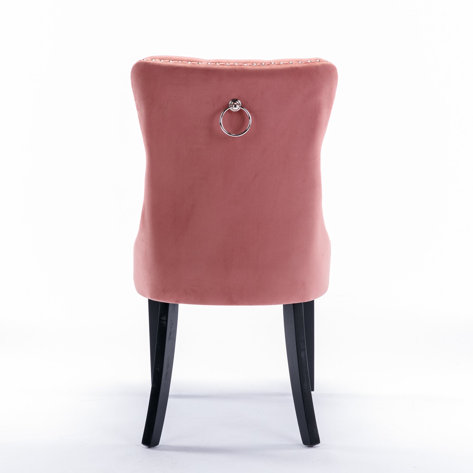 Nikki Collection Modern, High-end Tufted Solid Wood Contemporary Velvet Upholstered Dining Chair with Wood Legs Nailhead Trim 2-Pcs Set,Pink, SW2001PK image 6