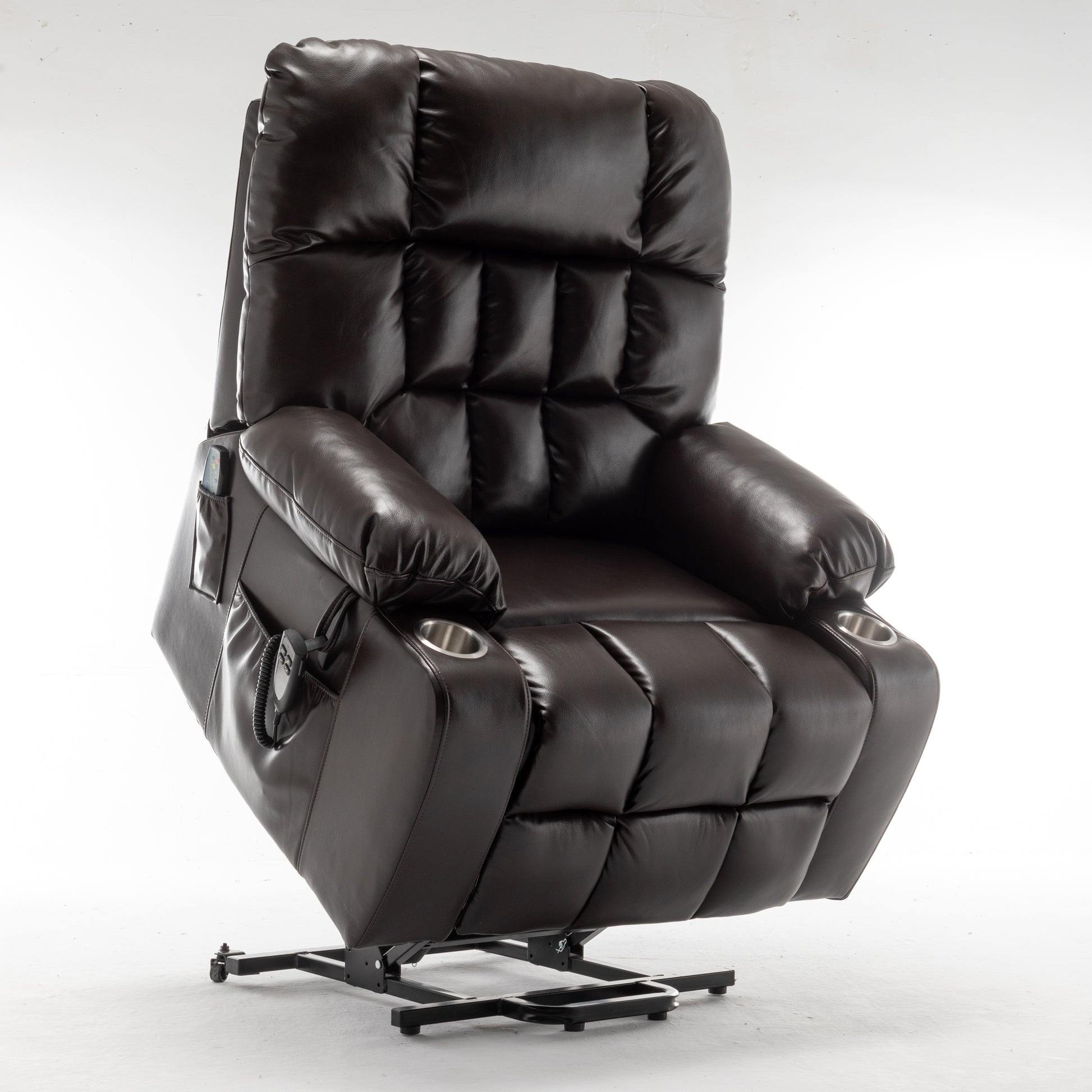 Lift Chair for Big and Tall Person with Inconvenient Legs: High Density Foam Lift Sofa with Heat and Massage, 2 Pockets, 2 Cup Holder, 2 Remote, OKIN Motor image 1