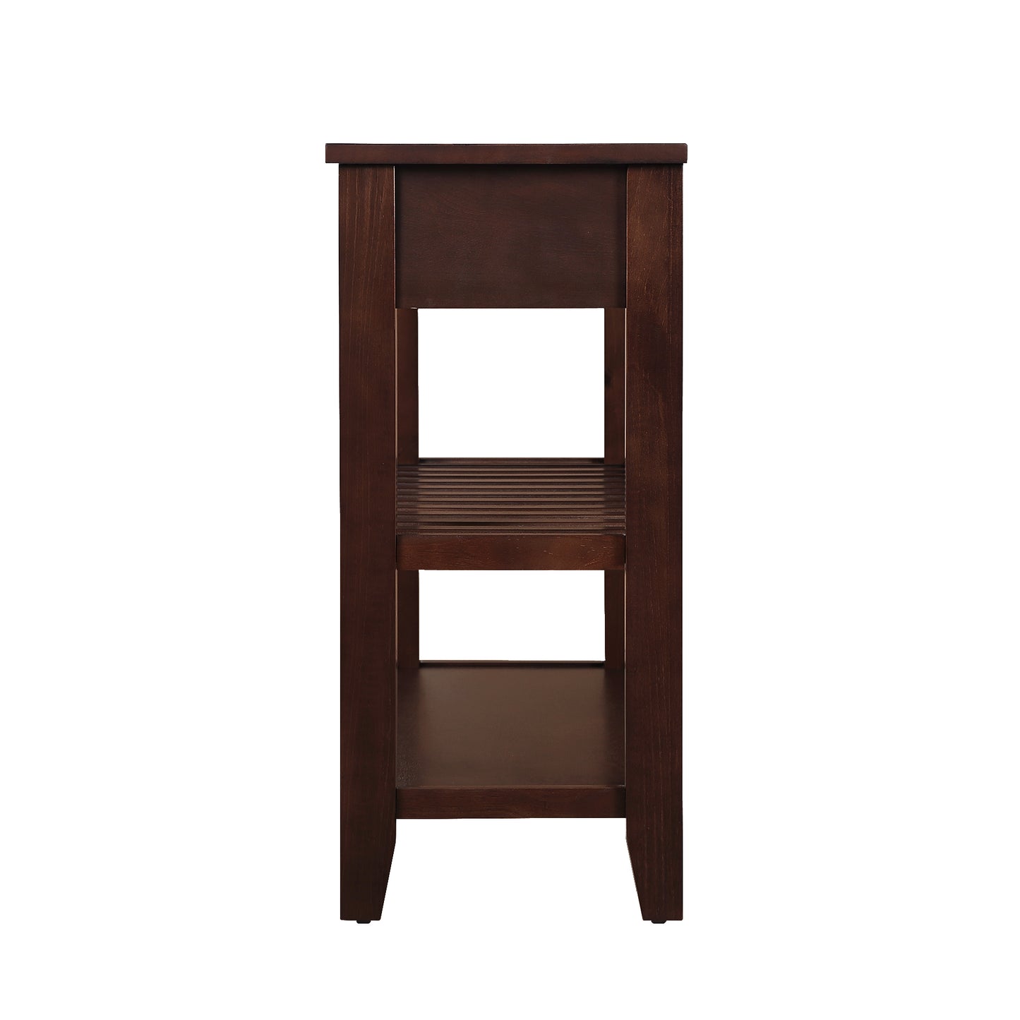 Console Sofa Table with 2 Storage Drawers and 2 Tiers Shelves, Mid-Century Style 42'' Solid Wood Buffet Sideboard for Living Room Furniture Kitchen Dining Room Entryway Hallway, Espresso (W120284583) image 2