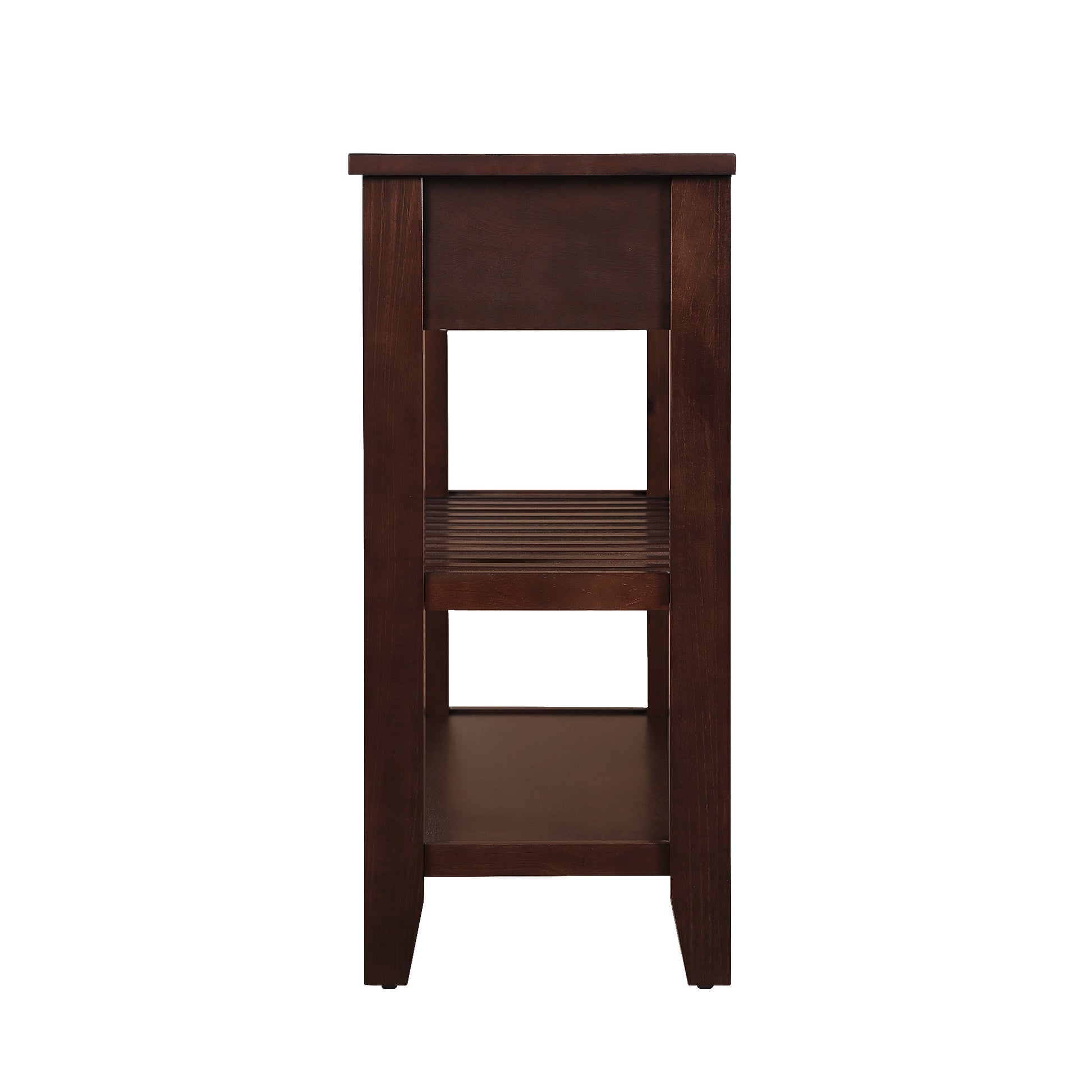 Console Sofa Table with 2 Storage Drawers and 2 Tiers Shelves, Mid-Century Style 42'' Solid Wood Buffet Sideboard for Living Room Furniture Kitchen Dining Room Entryway Hallway, Espresso (W120284583) image 2