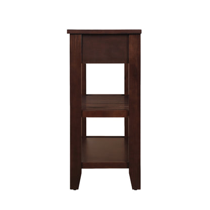 Console Sofa Table with 2 Storage Drawers and 2 Tiers Shelves, Mid-Century Style 42'' Solid Wood Buffet Sideboard for Living Room Furniture Kitchen Dining Room Entryway Hallway, Espresso (W120284583) image 2