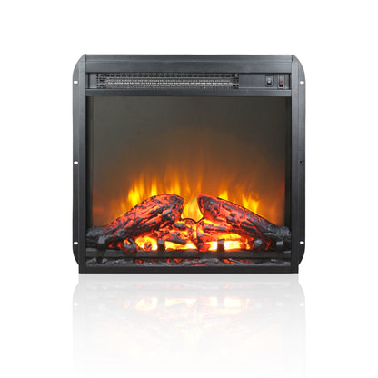 18 inch electric fireplace insert, ultra thin heater with log set & realistic flame, overheating protection image 1