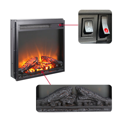 18 inch electric fireplace insert, ultra thin heater with log set & realistic flame, overheating protection image 4