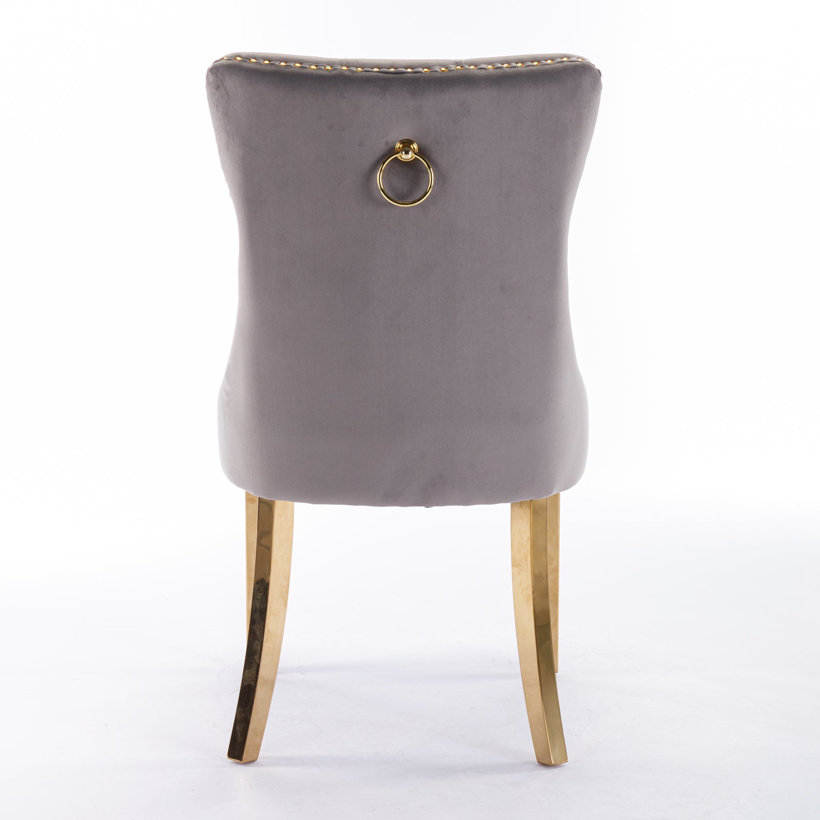 Nikki Collection Modern, High-end Tufted Solid Wood Contemporary Velvet Upholstered Dining Chair with Golden Stainless Steel Plating Legs,Nailhead Trim,Set of 2,Gray and Gold, SW1601GY image 6