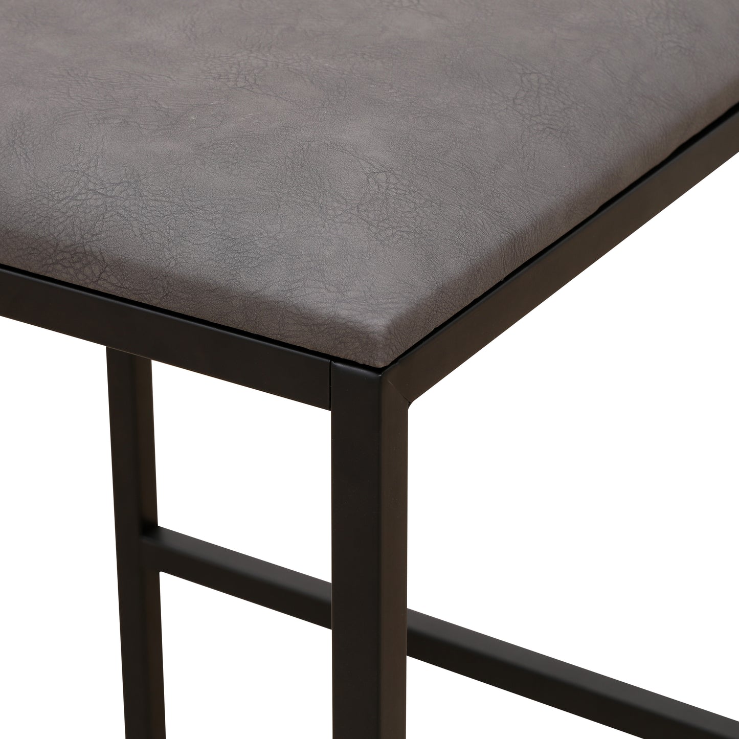 Set of 2 Counter Height Barstools Kitchen Island Stools with Back Modern Armless Metal Legs & PU Gray Upholstered Chairs (Gray with Back) image 12
