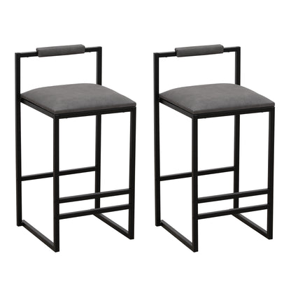 Set of 2 Counter Height Barstools Kitchen Island Stools with Back Modern Armless Metal Legs & PU Gray Upholstered Chairs (Gray with Back) image 10