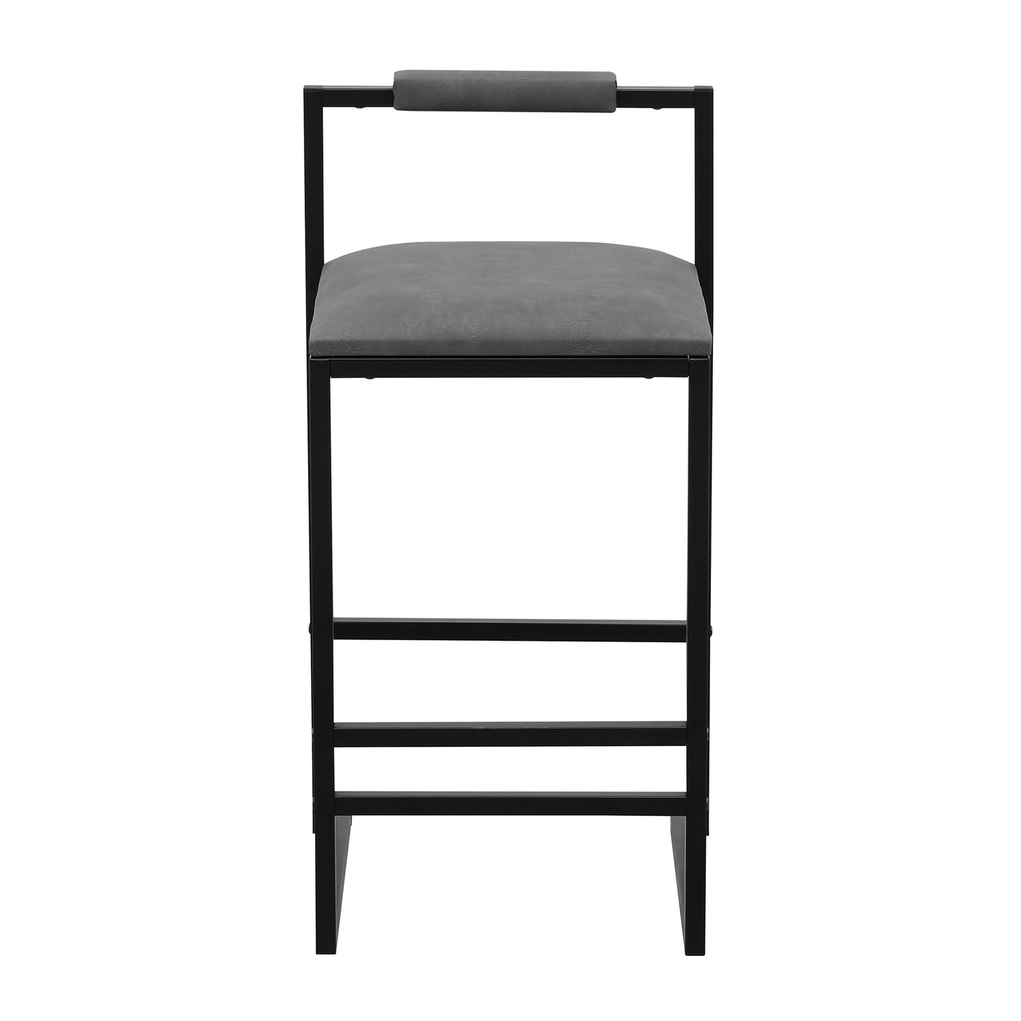 Set of 2 Counter Height Barstools Kitchen Island Stools with Back Modern Armless Metal Legs & PU Gray Upholstered Chairs (Gray with Back) image 11